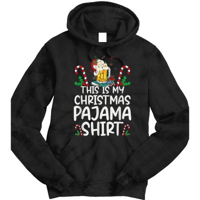 This Is My Christmas Pajama Shirt Beer Santa Hat Tie Dye Hoodie