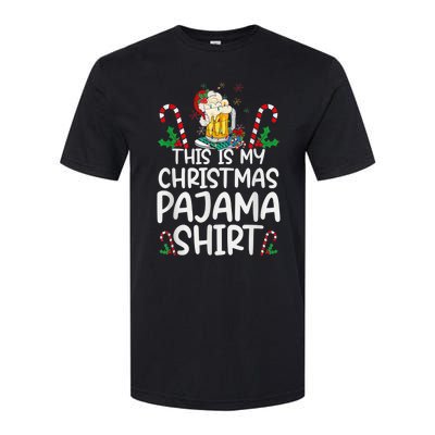 This Is My Christmas Pajama Shirt Beer Santa Hat Softstyle® CVC T-Shirt