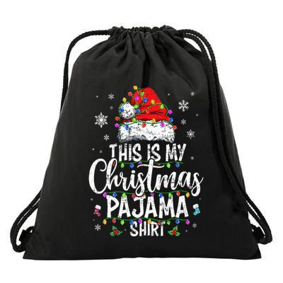 This Is My Christmas Pajama Xmas Pajama Drawstring Bag