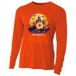 This Is My Hu Costume IM Really A Bagel Halloween Witch Cool Gift Cooling Performance Long Sleeve Crew