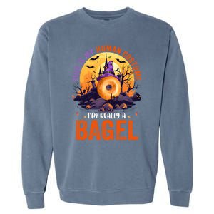 This Is My Hu Costume IM Really A Bagel Halloween Witch Cool Gift Garment-Dyed Sweatshirt