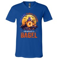 This Is My Hu Costume IM Really A Bagel Halloween Witch Cool Gift V-Neck T-Shirt