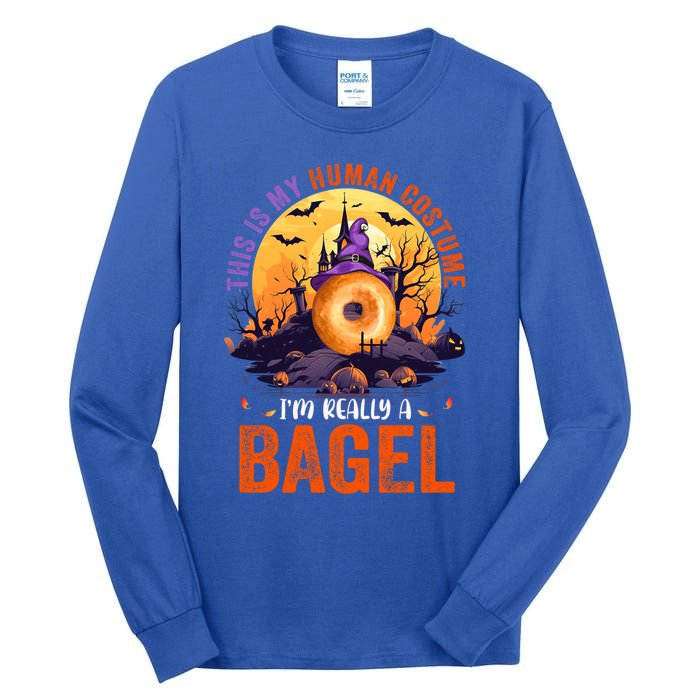 This Is My Hu Costume IM Really A Bagel Halloween Witch Cool Gift Tall Long Sleeve T-Shirt