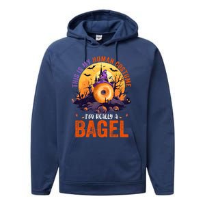 This Is My Hu Costume IM Really A Bagel Halloween Witch Cool Gift Performance Fleece Hoodie