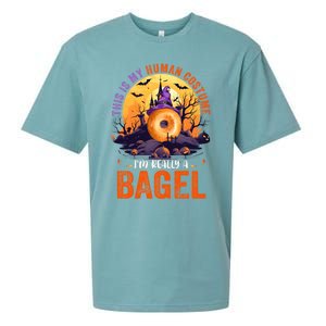 This Is My Hu Costume IM Really A Bagel Halloween Witch Cool Gift Sueded Cloud Jersey T-Shirt