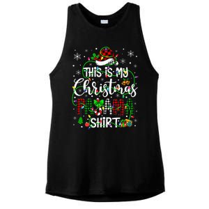 This Is My Christmas Pajama Matching Family Xmas Lights Ladies PosiCharge Tri-Blend Wicking Tank