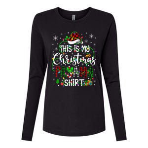 This Is My Christmas Pajama Matching Family Xmas Lights Womens Cotton Relaxed Long Sleeve T-Shirt