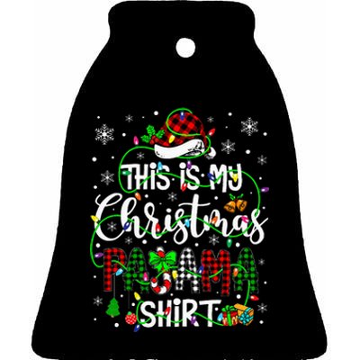 This Is My Christmas Pajama Matching Family Xmas Lights Ceramic Bell Ornament