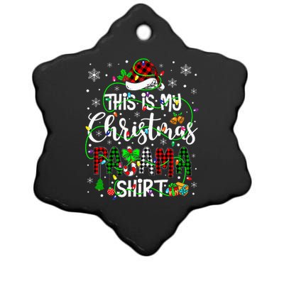 This Is My Christmas Pajama Matching Family Xmas Lights Ceramic Star Ornament