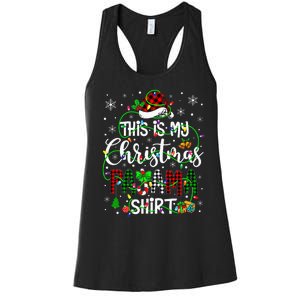 This Is My Christmas Pajama Matching Family Xmas Lights Women's Racerback Tank