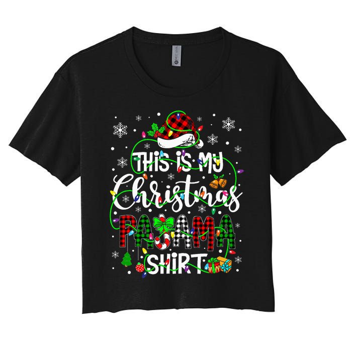 This Is My Christmas Pajama Matching Family Xmas Lights Women's Crop Top Tee