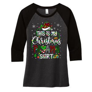 This Is My Christmas Pajama Matching Family Xmas Lights Women's Tri-Blend 3/4-Sleeve Raglan Shirt