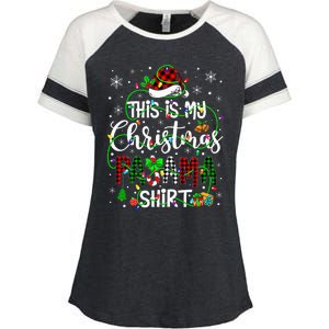 This Is My Christmas Pajama Matching Family Xmas Lights Enza Ladies Jersey Colorblock Tee