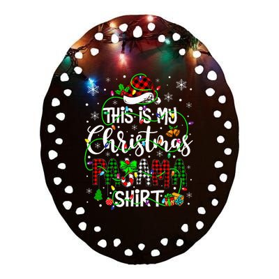 This Is My Christmas Pajama Matching Family Xmas Lights Ceramic Oval Ornament