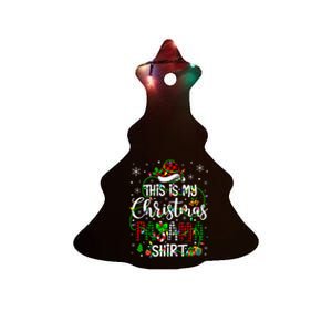 This Is My Christmas Pajama Matching Family Xmas Lights Ceramic Tree Ornament