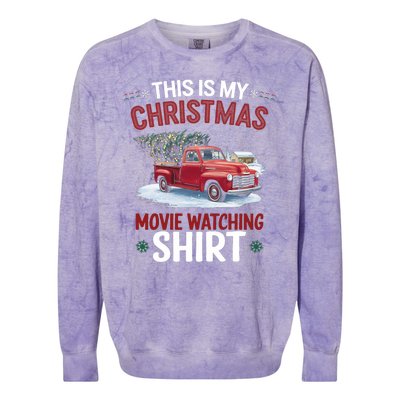 This Is My Christmas Movie Watching Red Truck 2024 Colorblast Crewneck Sweatshirt