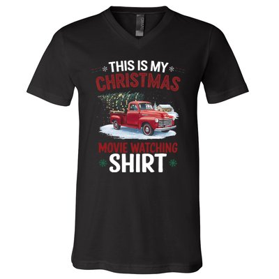 This Is My Christmas Movie Watching Red Truck 2024 V-Neck T-Shirt