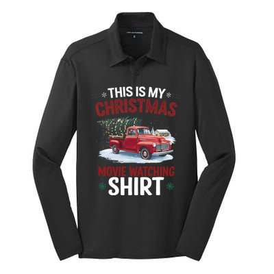 This Is My Christmas Movie Watching Red Truck 2024 Silk Touch Performance Long Sleeve Polo