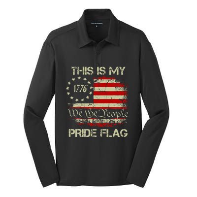 This Is My Pride Flag Usa American Silk Touch Performance Long Sleeve Polo