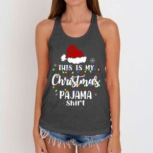 This Is My Christmas Pajama Funny Xmas Pjs Women's Knotted Racerback Tank