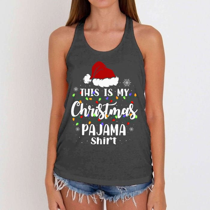 This Is My Christmas Pajama Funny Xmas Pjs Women's Knotted Racerback Tank