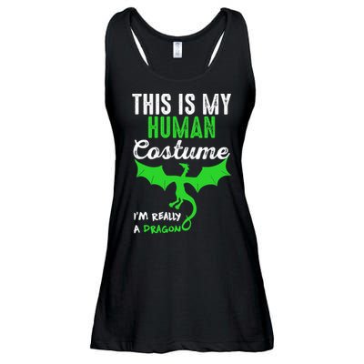 This Is My Human Costume Im Really A Dragon Halloween Ladies Essential Flowy Tank