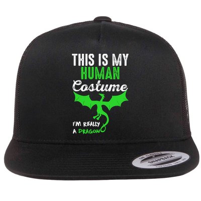 This Is My Human Costume Im Really A Dragon Halloween Flatbill Hat