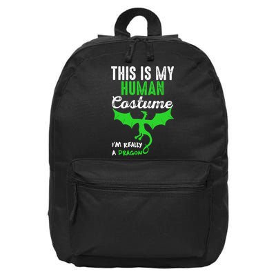 This Is My Human Costume Im Really A Dragon Halloween 16 in Basic Backpack