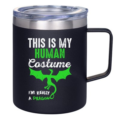 This Is My Human Costume Im Really A Dragon Halloween 12oz Stainless Steel Coffee Mug
