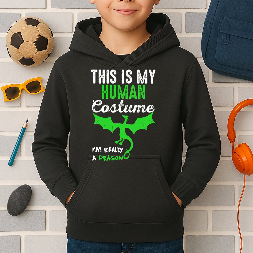 This Is My Human Costume Im Really A Dragon Halloween Kids Hoodie