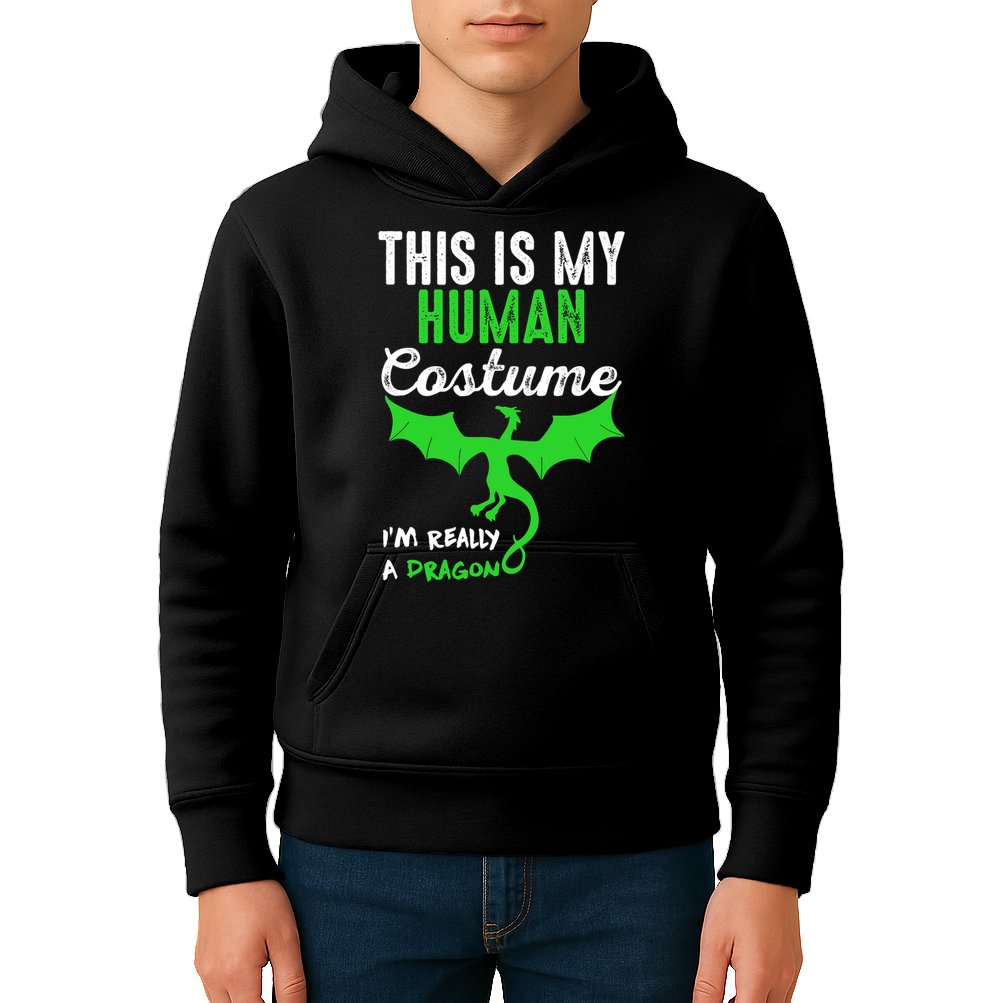This Is My Human Costume Im Really A Dragon Halloween Kids Hoodie