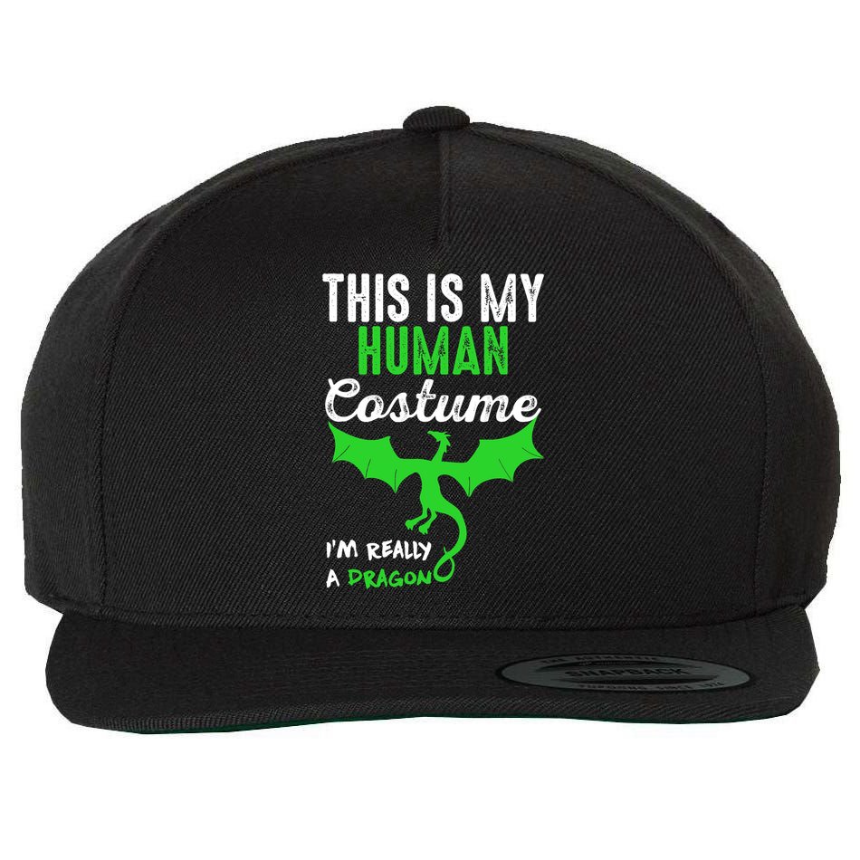 This Is My Human Costume Im Really A Dragon Halloween Wool Snapback Cap
