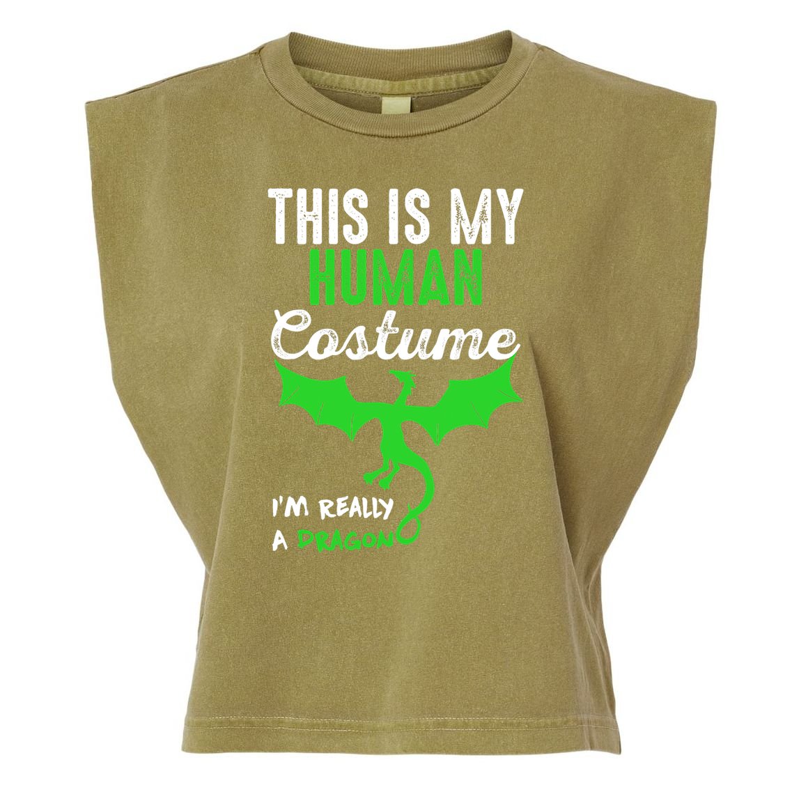 This Is My Human Costume Im Really A Dragon Halloween Garment-Dyed Women's Muscle Tee