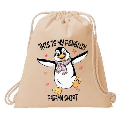 This Is My Penguin Pajama Penguin Lover Drawstring Bag