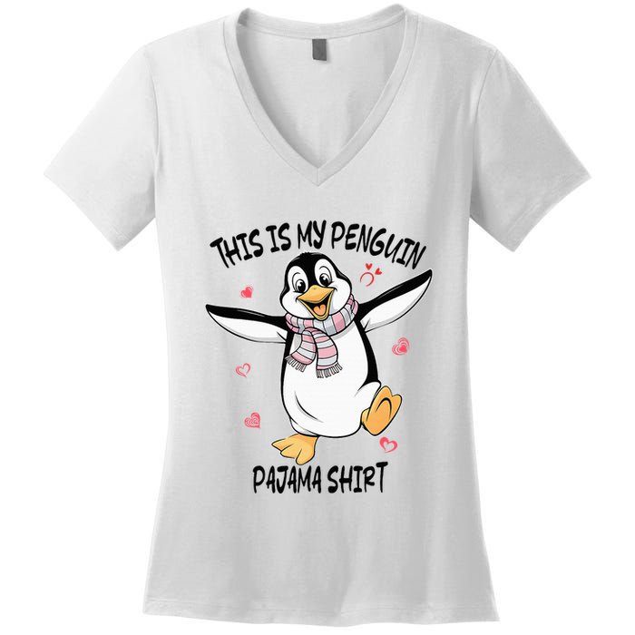 This Is My Penguin Pajama Penguin Lover Women's V-Neck T-Shirt