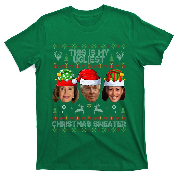 This Is My Ugliest Christmas Sweater Funny Joe Biden Kamala T-Shirt