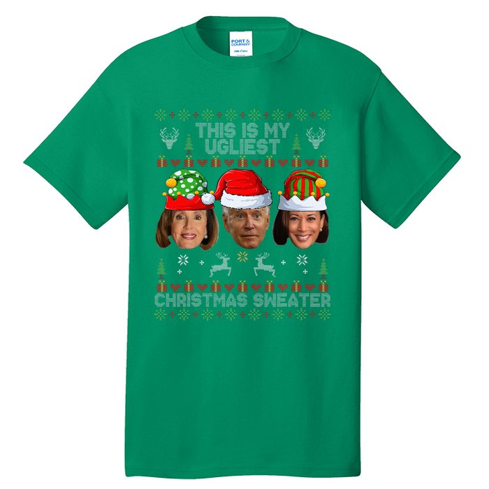 This Is My Ugliest Christmas Sweater Funny Joe Biden Kamala Tall T-Shirt