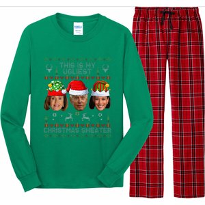 This Is My Ugliest Christmas Sweater Funny Joe Biden Kamala Long Sleeve Pajama Set