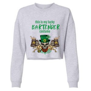 This Is My Lucky Bartender Costume St Patricks Day Beer Gift Cute Gift Cropped Pullover Crew