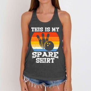 This Is My Spare Gift Funny Bowling Ball Pin Bowler Bowling Gift Women's Knotted Racerback Tank