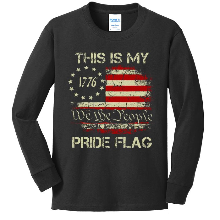 This Is My Pride Flag Usa American 4th Of July Patriotic Kids Long Sleeve Shirt