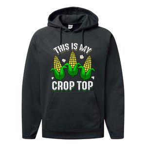 This Is My Retro Crop Top Corny Funny Corn Halloween Bday Performance Fleece Hoodie