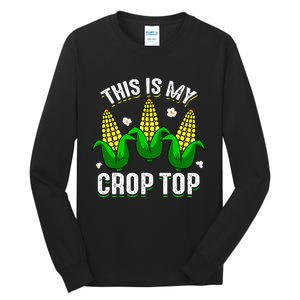 This Is My Retro Crop Top Corny Funny Corn Halloween Bday Tall Long Sleeve T-Shirt