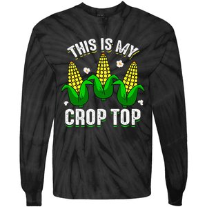 This Is My Retro Crop Top Corny Funny Corn Halloween Bday Tie-Dye Long Sleeve Shirt