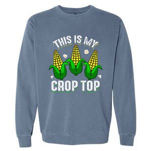 This Is My Retro Crop Top Corny Funny Corn Halloween Bday Garment-Dyed Sweatshirt