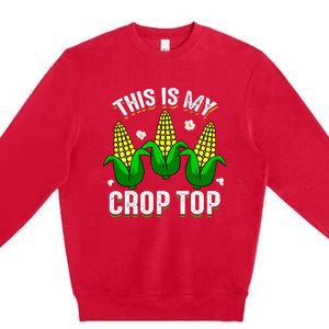 This Is My Retro Crop Top Corny Funny Corn Halloween Bday Premium Crewneck Sweatshirt