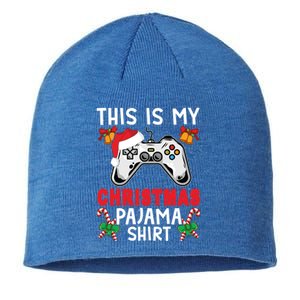 This Is My Christmas Pajama Santa Hat Gamer Video Game Great Gift Sustainable Beanie