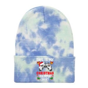 This Is My Christmas Pajama Santa Hat Gamer Video Game Great Gift Tie Dye 12in Knit Beanie