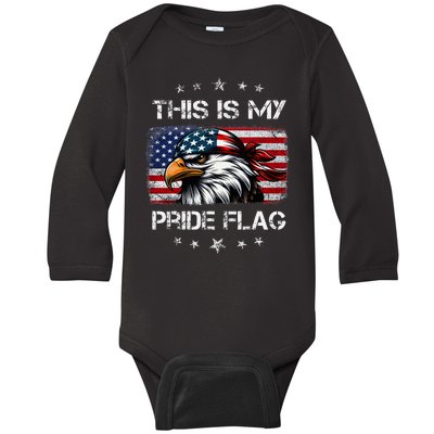 This Is My Pride Flag Patriotic Red White Blue Baby Long Sleeve Bodysuit