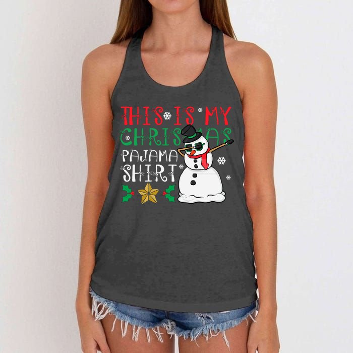 This Is My Christmas Pajama Holiday Women's Knotted Racerback Tank